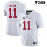 NCAA Women's Alabama Crimson Tide #11 Traeshon Holden Stitched College 2020 Nike Authentic White Football Jersey WF17V87KC